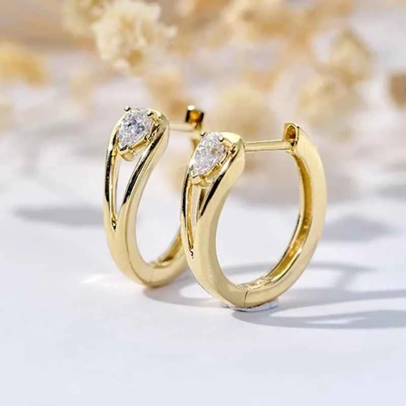 Huitan Geometric Metal Hoop Earrings for Women Gold Color/Silver Color Fashion Lady's Ear Earrings Daily Wear Versatile Jewelry