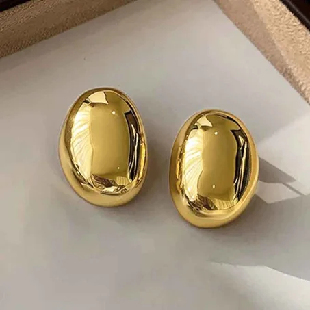 Huitan Geometric Metal Hoop Earrings for Women Gold Color/Silver Color Fashion Lady's Ear Earrings Daily Wear Versatile Jewelry