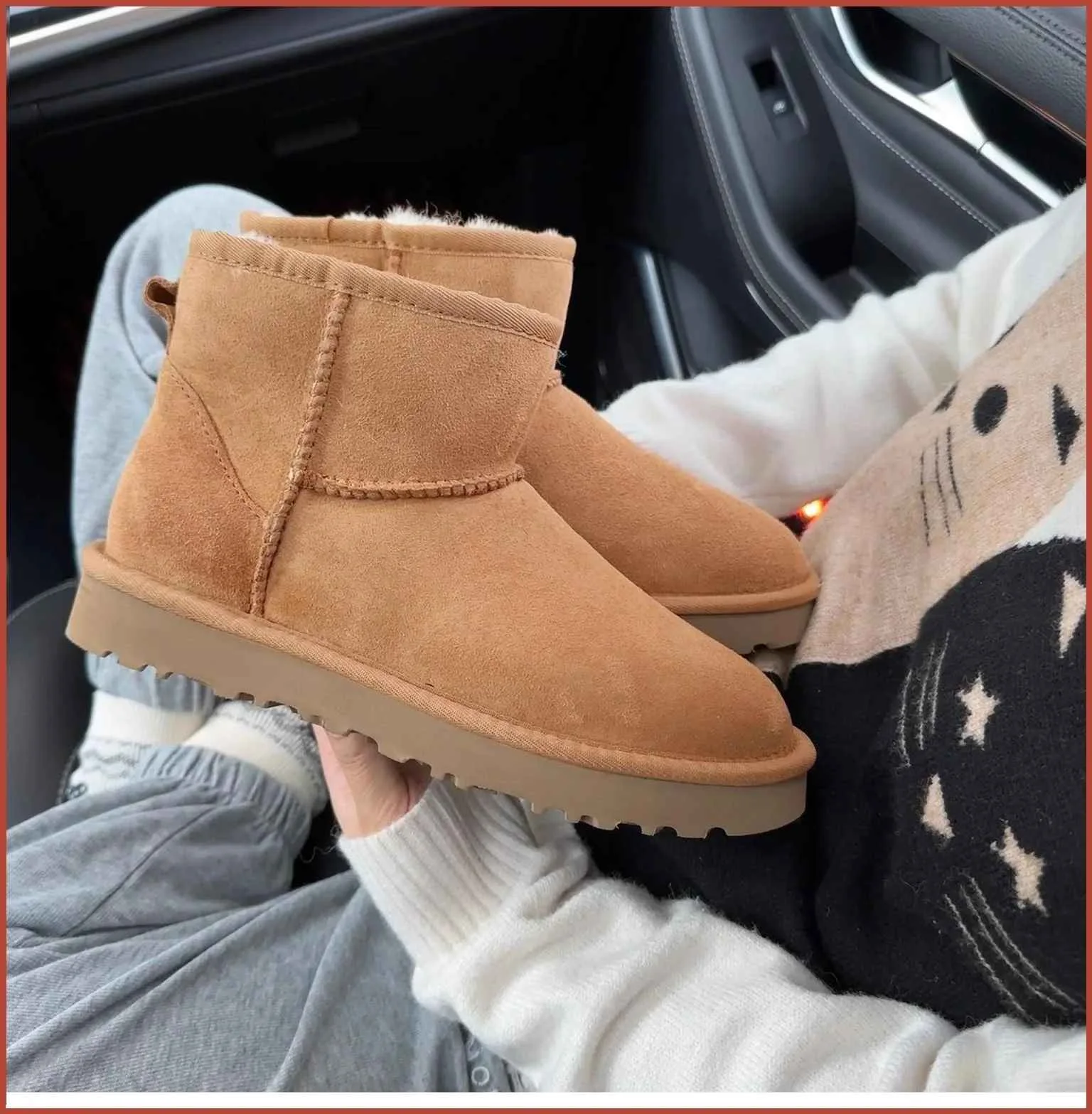 Men's and women's sheepskin and wool integrated snow boots, real leather and fur, winter thick and warm boots for women