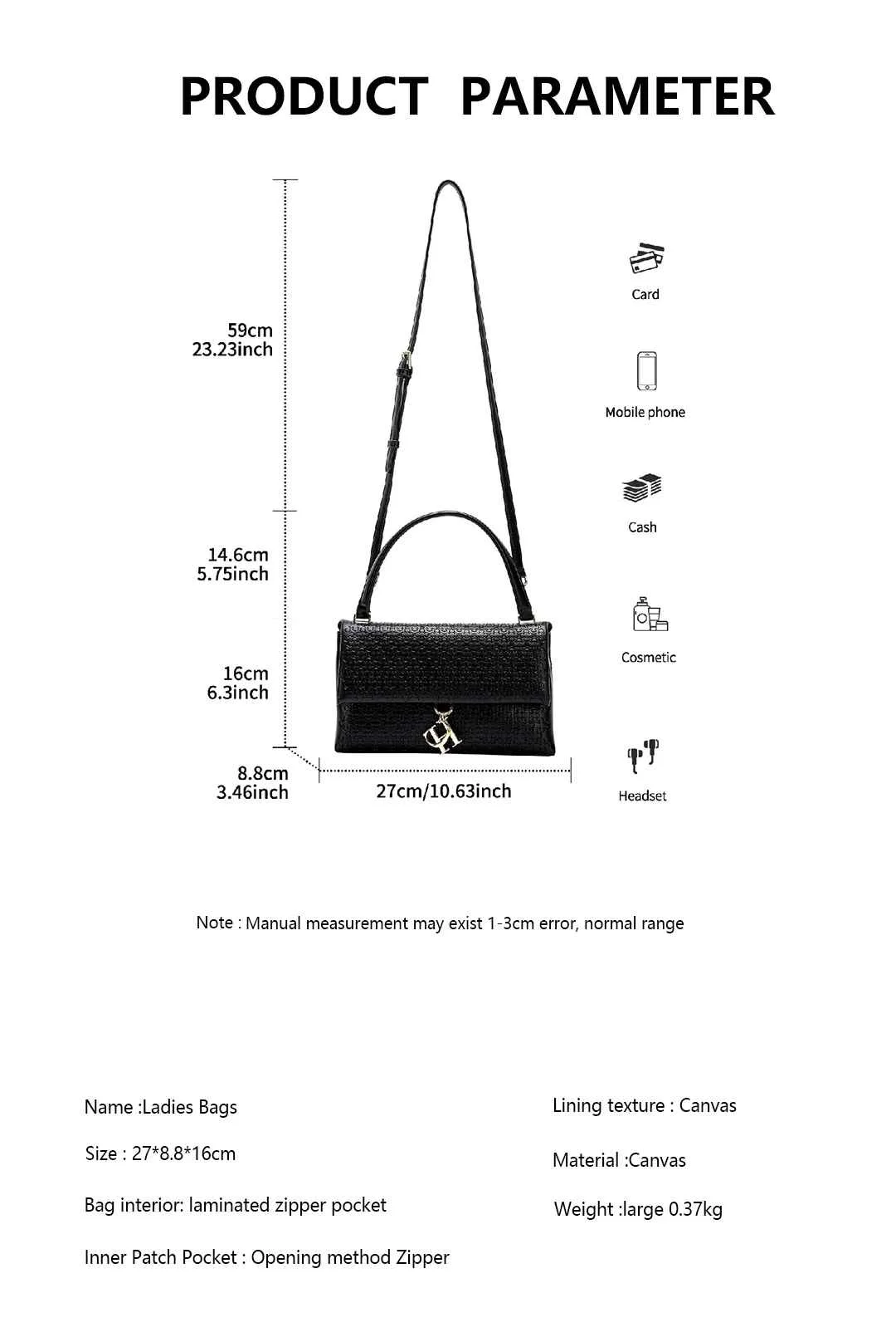 CH Women's Luxury Brand Bags Fashion Simple New Large Capacity Women's Shoulder Bag Detachable With Cover Chain Bag High Quality