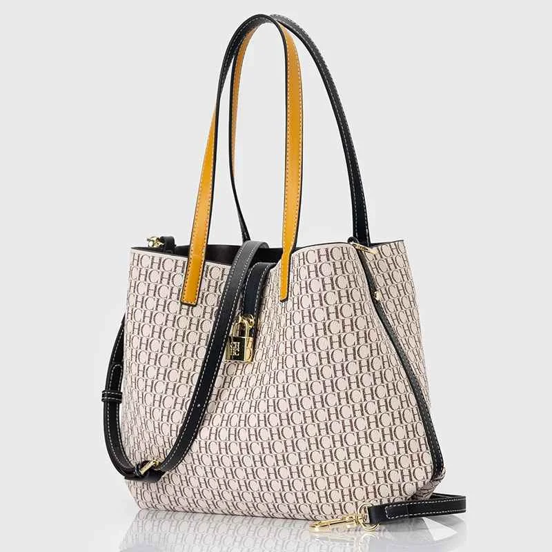 CH Women's Bag Shoulder Bag Simple Large Capacity Casual Resistant Brand Elegant Light Luxury Practical With Bags Pure Color