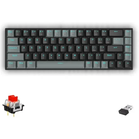 كيبورد جيمنج ميكانيكال لاسلكي ريدراجون Redragon K662L-G1RS - تصميم 60% (أسود في رمادي)