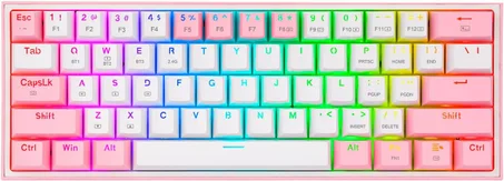 كيبورد جيمنج ميكانيكال لاسلكي ريدراجون فيز برو Redragon FIZZ PRO K616 - تصميم 60% (أبيض في وردي)