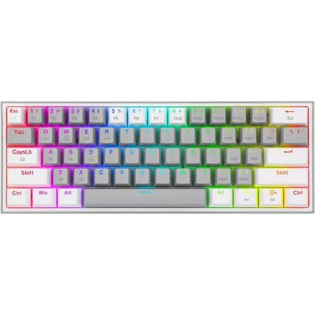 كيبورد جيمنج ميكانيكال لاسلكي ريدراجون فيز برو Redragon FIZZ PRO K616 - تصميم 60% (رمادي في أبيض)