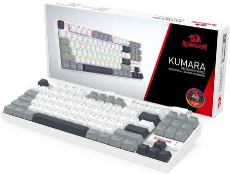 كيبورد جيمنج ميكانيكال ريدراجون كومارا Redragon K552 KUMARA WGL-R - أبيض × رمادي (سويتش أحمر)