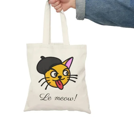 Kitty Coffee Addict Natural Tote Bag, Kitty, Cats, Cat Lover, Tote Bags, Gifts for Her
