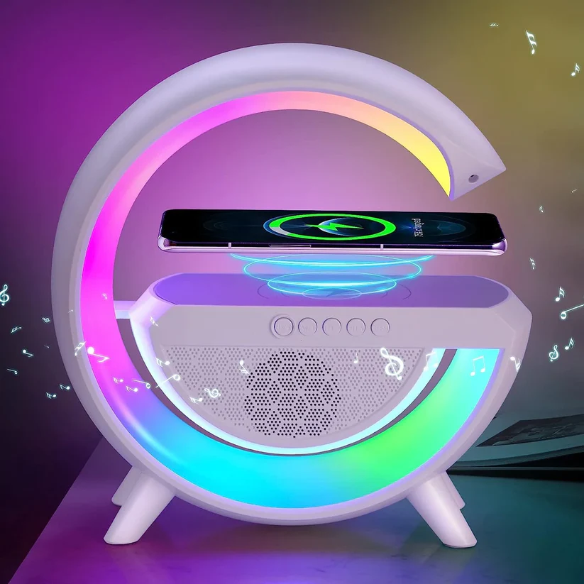 3-in-1 Rainbow Light - Wireless Charger - Speaker | مكبر صوت مع مصباح بألوان قوس قزح وشاحن لاسلكي