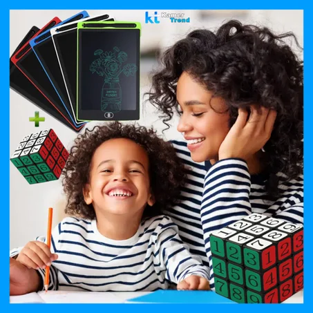 3 Tablette d'écriture LCD + 3 Magic Cube Puzzle (pratique pour Éveille l'intelligence de vos enfants)