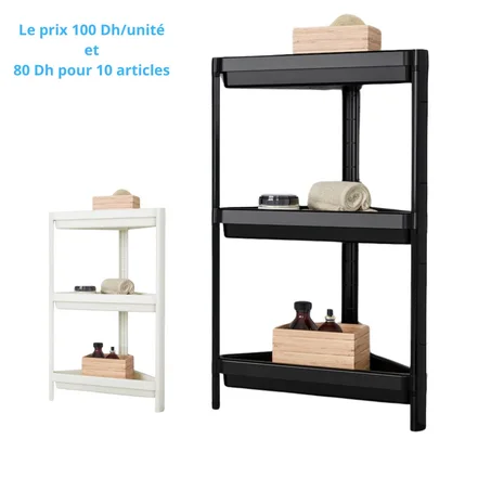 Étagère d'angle, noir, 33x33x71 cm