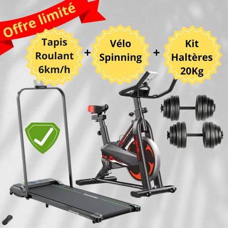 Pack Cardio Complet : Brûlez Vos Camories Avec Tapis+Vélo+Haltères 20kg