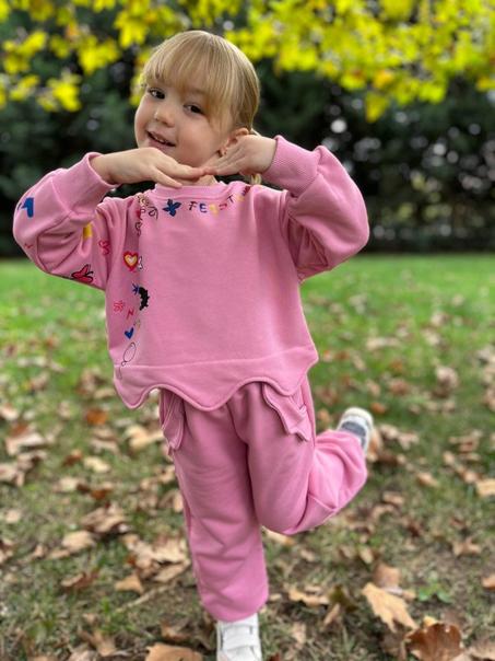 🌸 طقم بناتي بينك بتصميم الموجة موديل 2026 🌸