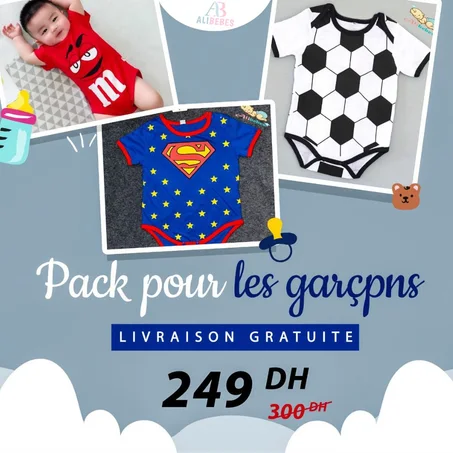 Barboteuse d'été pour garçon 100% cotton