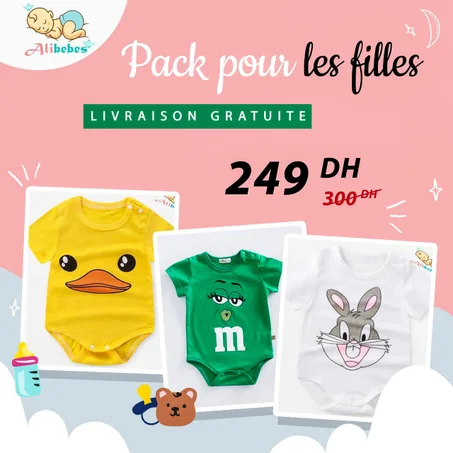 Barboteuse d'été pour fille 100% Cotton