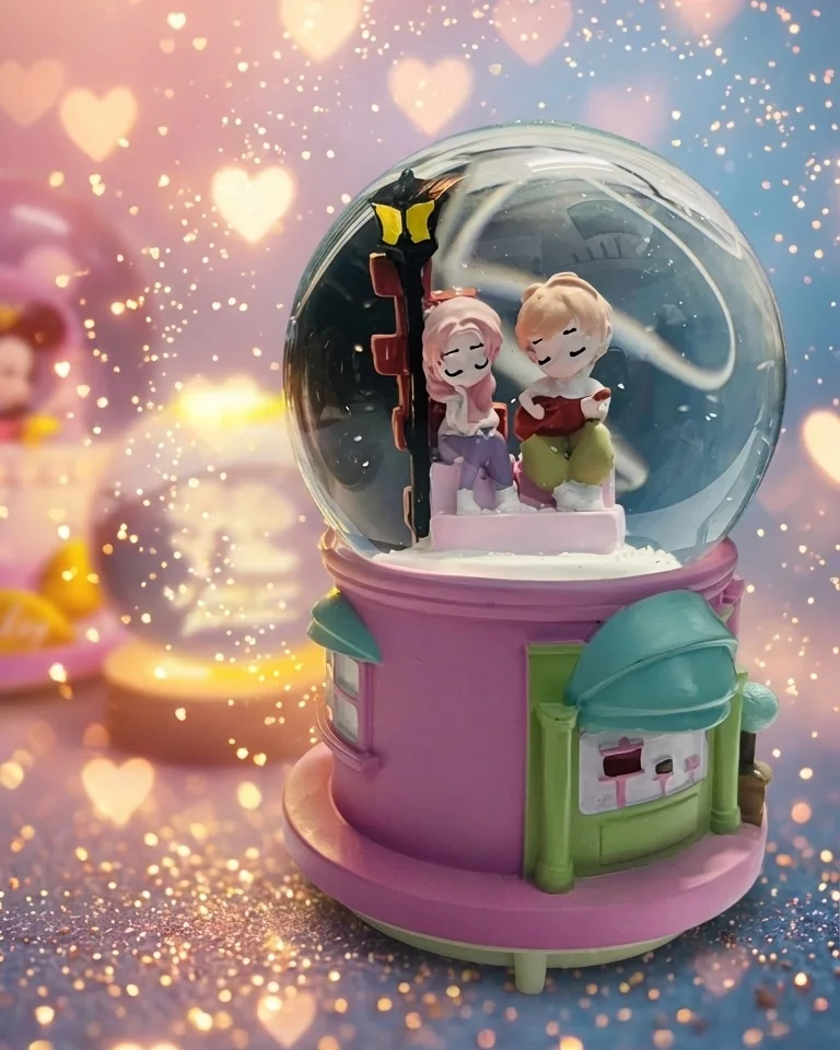 Couple Crystal Ball Wedding Snow Ball Music Box Valentine