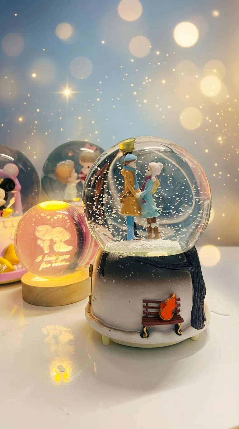 Couple Crystal Ball Wedding Snow Ball Music Box Valentine