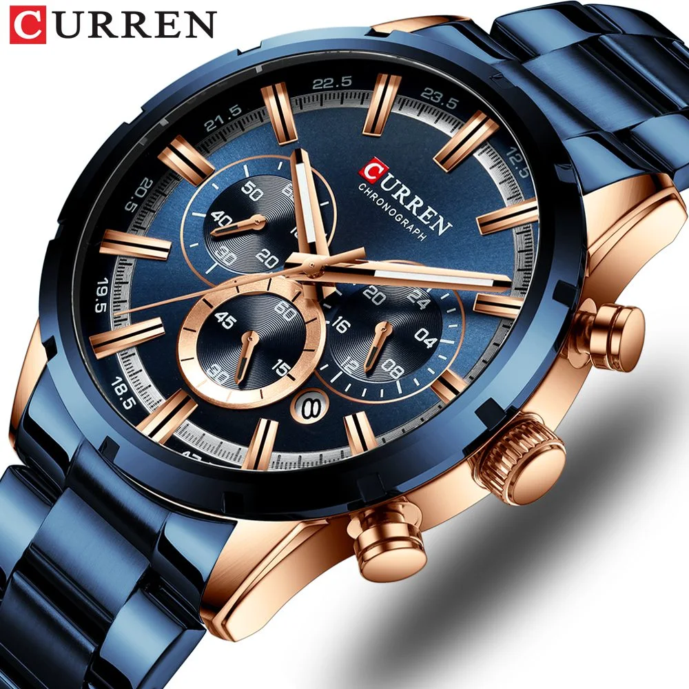 Curren Men’s Watch Dial Stainless Steel Band Date Mens Business Male Watches Waterproof Luxuries Men Wrist Watches for Men