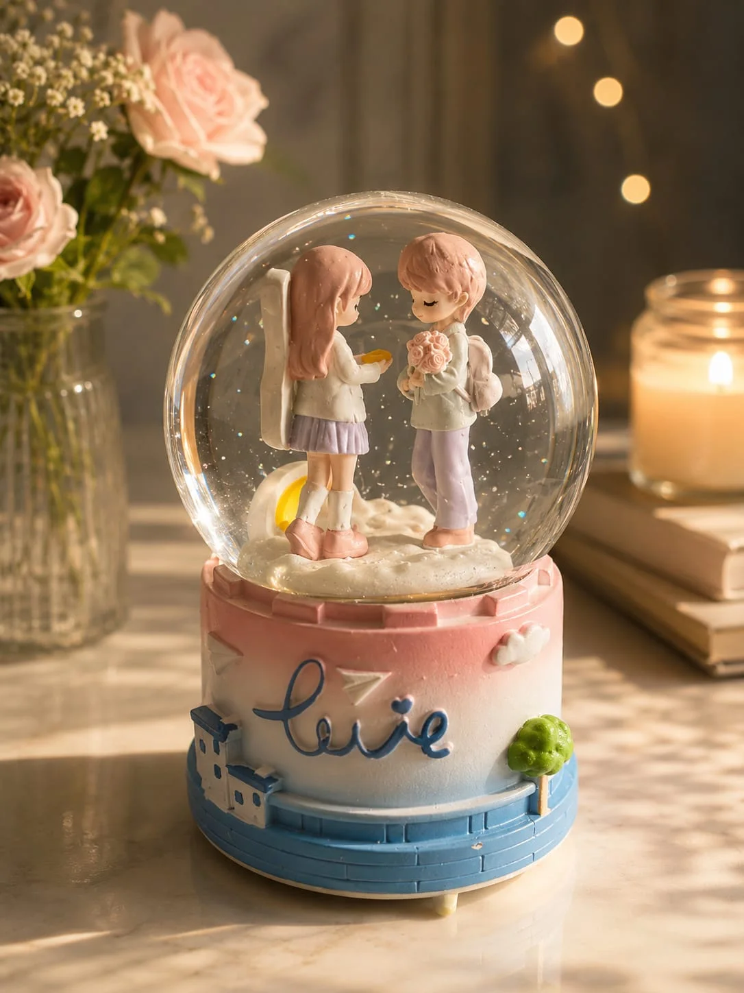 Couple Crystal Ball Wedding Snow Ball Music Box Valentine