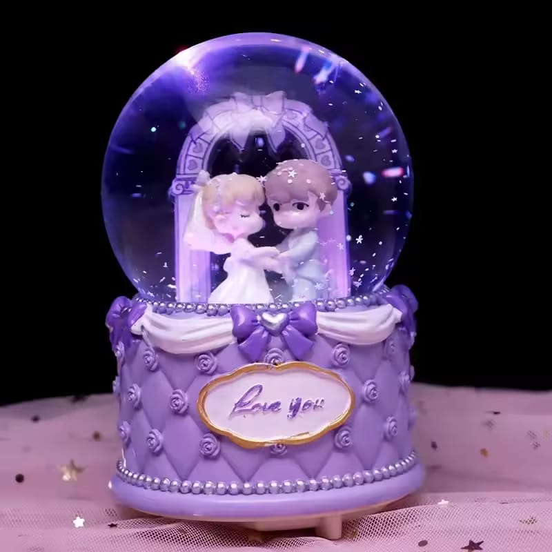 Couple Crystal Ball Wedding Snow Ball Music Box Valentine