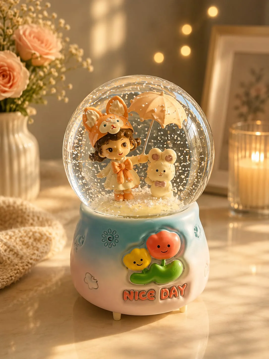 Couple Crystal Ball Wedding Snow Ball Music Box Valentine