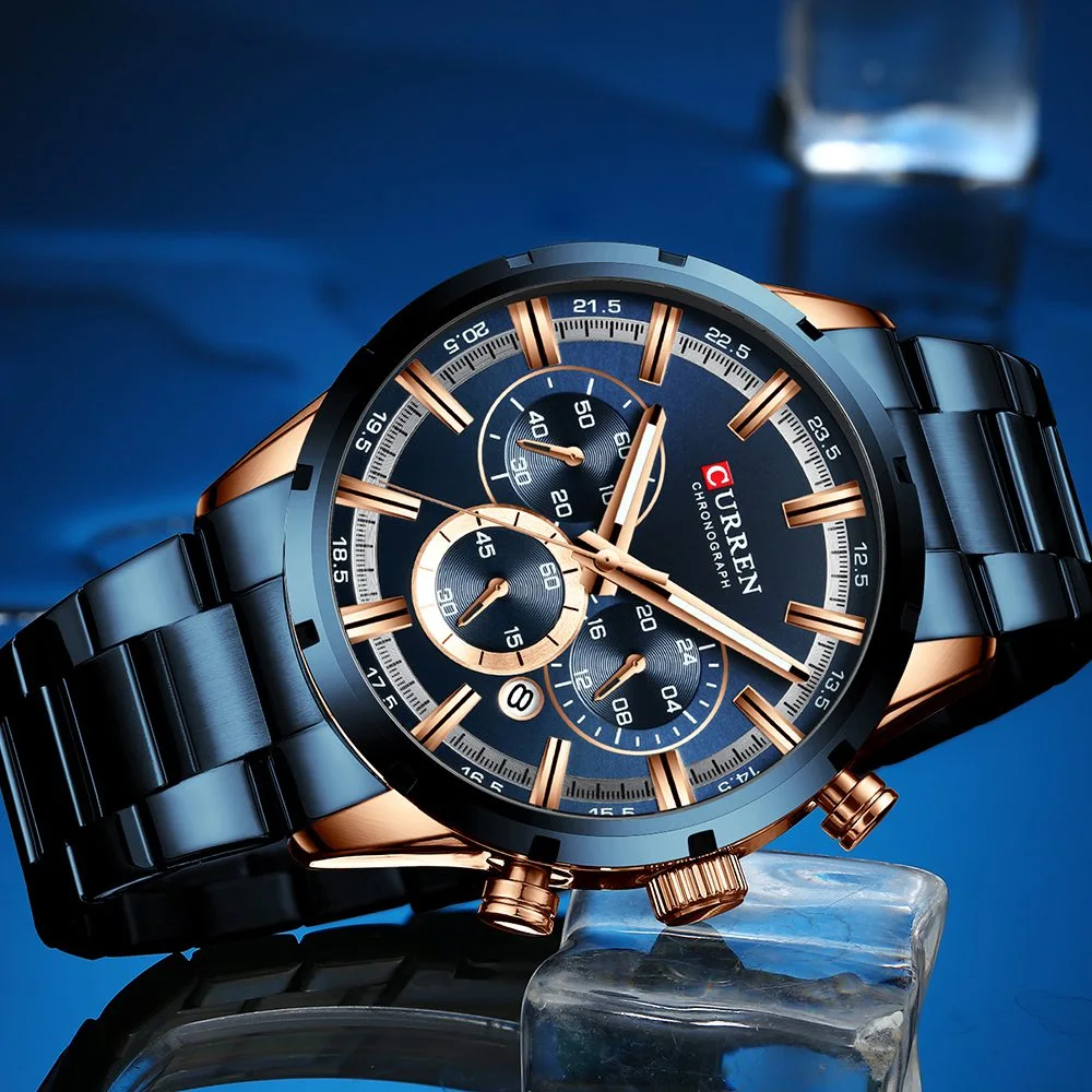 Curren Men’s Watch Dial Stainless Steel Band Date Mens Business Male Watches Waterproof Luxuries Men Wrist Watches for Men