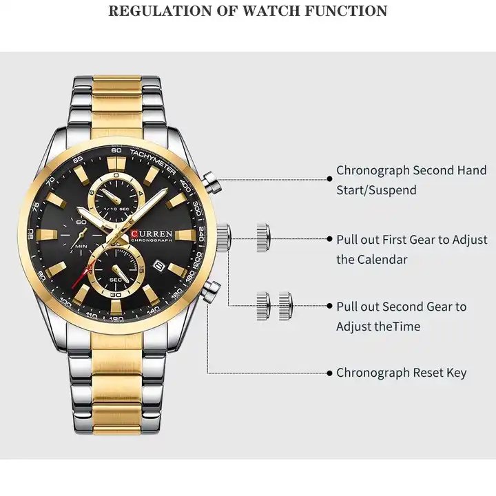Curren Men’s Watch Dial Stainless Steel Band Date Mens Business Male Watches Waterproof Luxuries Men Wrist Watches for Men