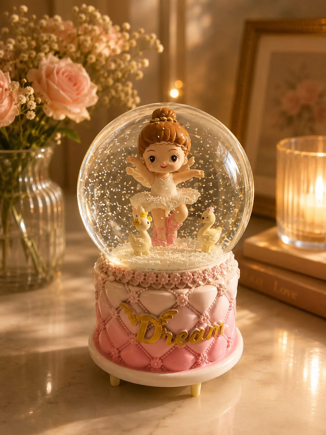 Couple Crystal Ball Wedding Snow Ball Music Box Valentine