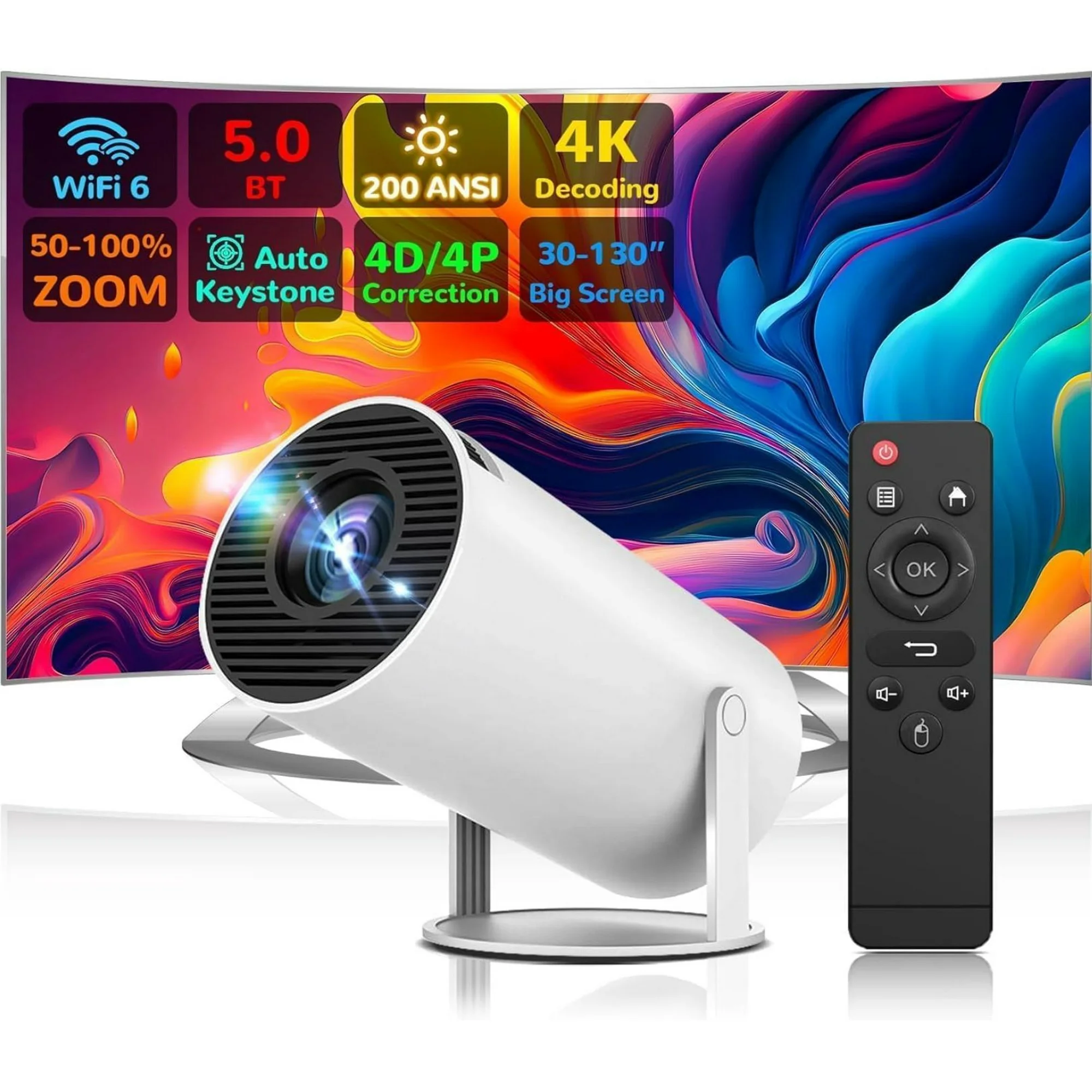 Magcubic HY300PRO Mini Projector with WiFi and Bluetooth, 4K