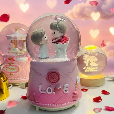 Couple Crystal Ball Wedding Snow Ball Music Box Valentine's Day Decorative Ornament