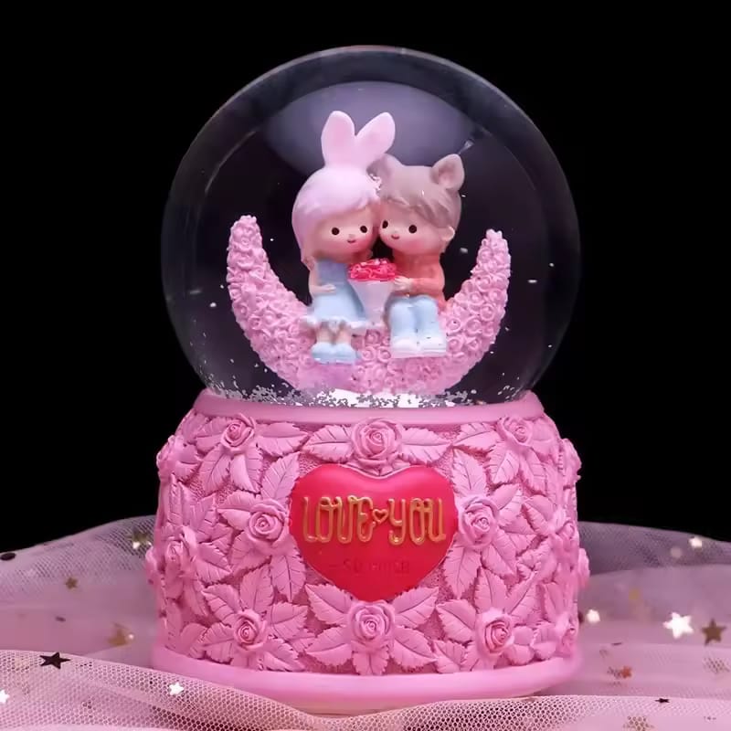 Couple Crystal Ball Wedding Snow Ball Music Box Valentine