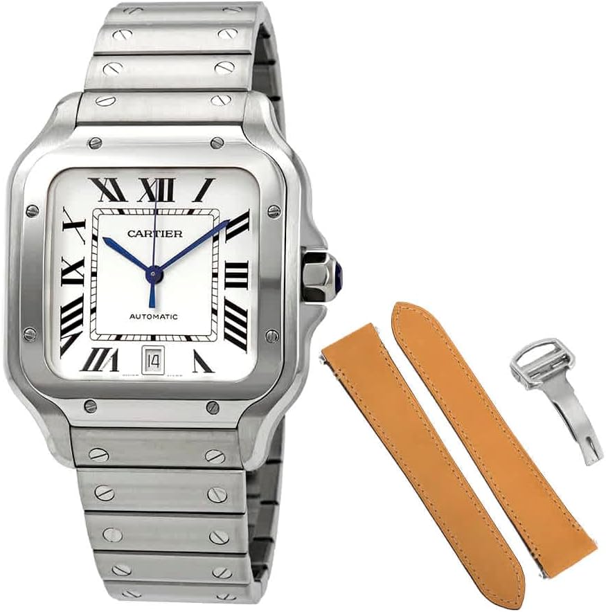Montre Cartier Santos WSSA0018 pour homme avec cadran opalin et bracelet en acier inoxydable