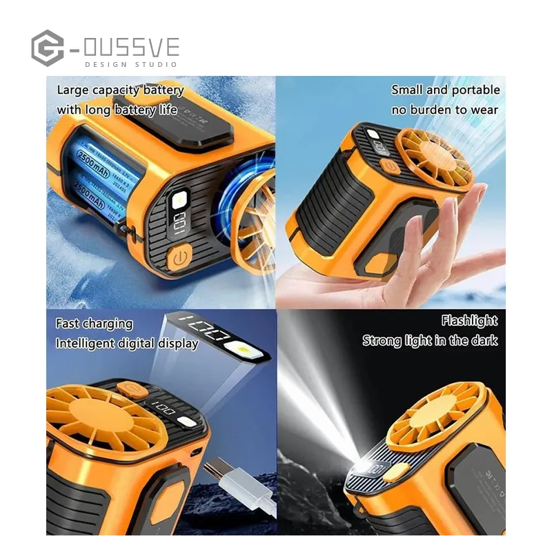G-OUSSVE｜Ventilateur de taille portable, ventilateur à pince personnel, ventilateur à piles, ventilateur à pince pour lit, portable rechargeable, essentiels ménagers, gilet rafraîchissant pou