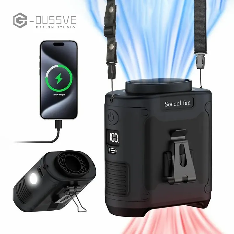G-OUSSVE｜Ventilateur de taille portable, ventilateur à pince personnel, ventilateur à piles, ventilateur à pince pour lit, portable rechargeable, essentiels ménagers, gilet rafraîchissant pou