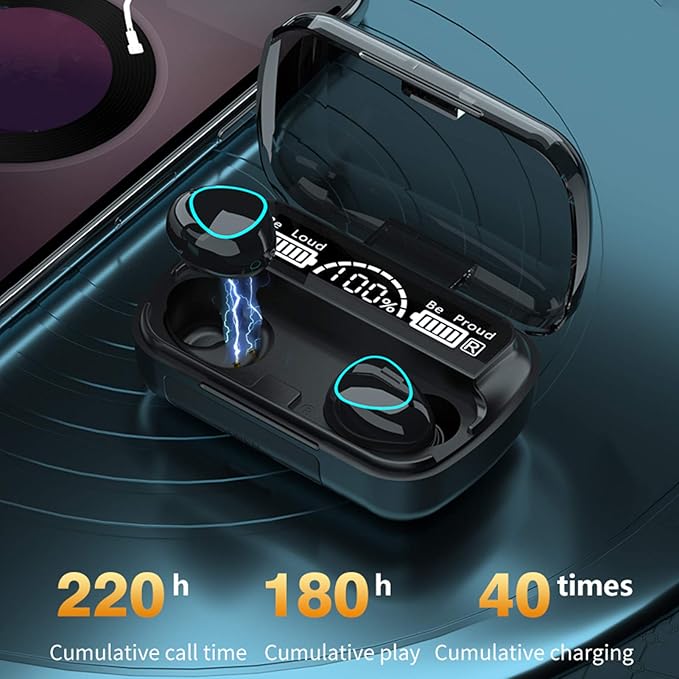 Woorea Casque Bluetooth TWS V5.1, Casque stéréo Sport sans Fil avec écran LED HD et Microphone