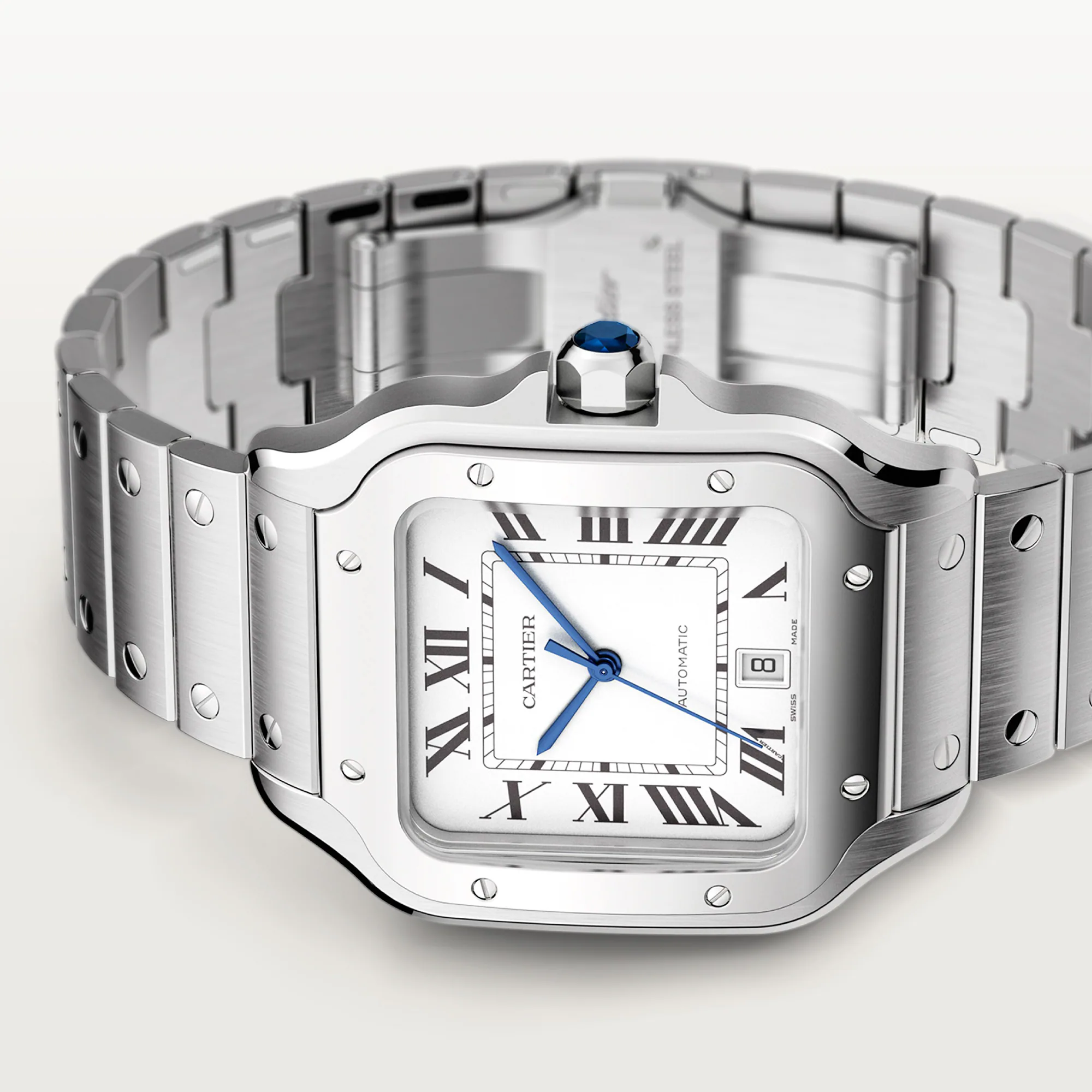 Montre Cartier Santos WSSA0018 pour homme avec cadran opalin et bracelet en acier inoxydable