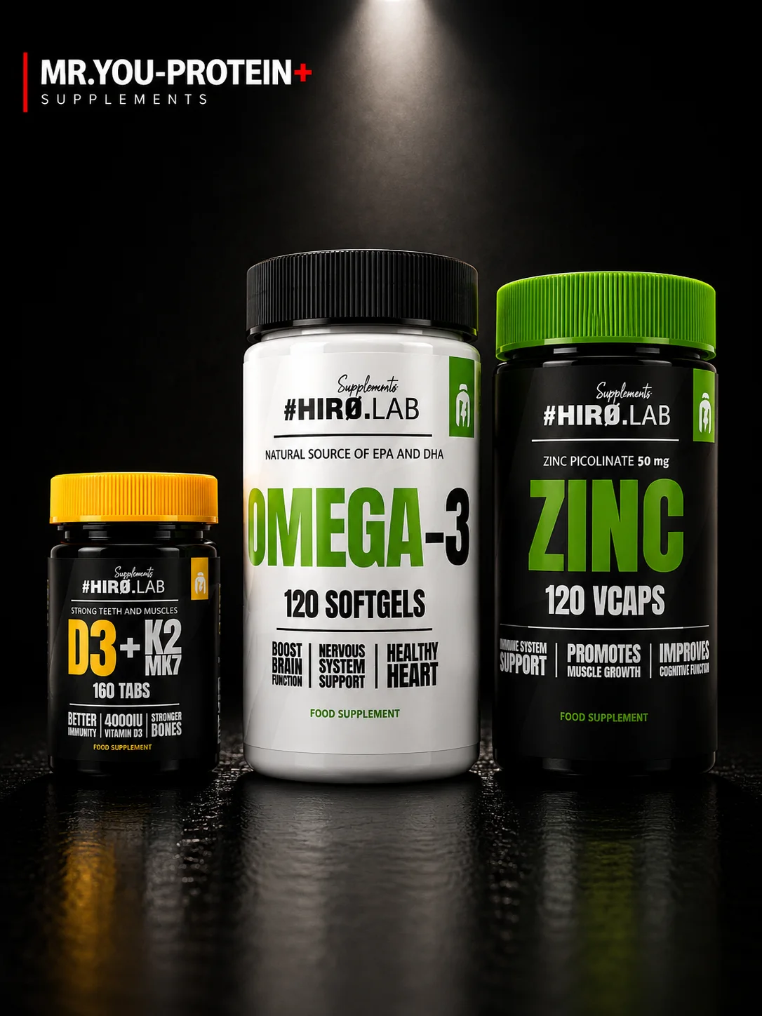 HIRO.LAB Pack Santé & Vitalité – Omega-3 + D3/K2 + Zinc