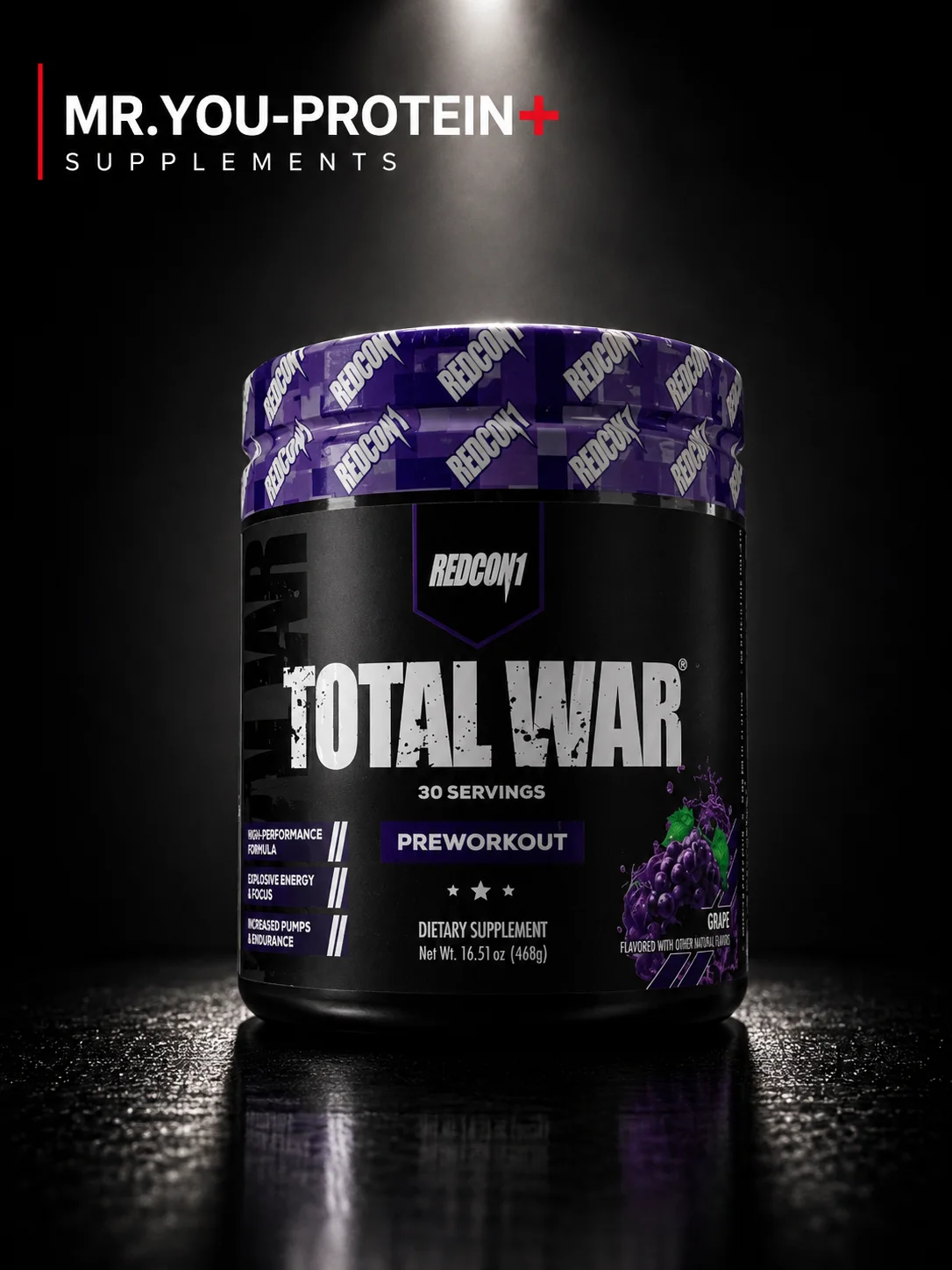 REDCON1 Total War Pre-Workout – Grape – 30 Servings