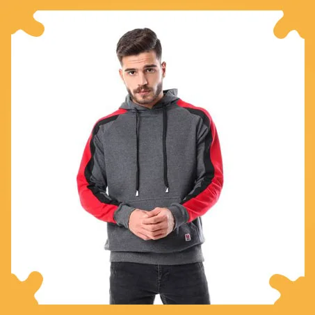 Izor Long Sleeves With Kangroo Pockets Hoodie - Heather Grey