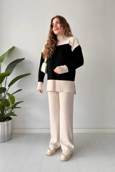 طقم نسائي شتوي أنيق (Ensemble) قطعتين بتصميم عصري – متوفر بعدة ألوان جذابة