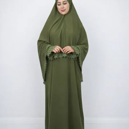 عباية نسائية محتشمةبالوان مختلفة مع تطريز دانتيل أنيق