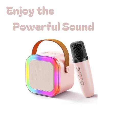 Enceinte Karaoké Mini avec Micro sans Fil - Effets Lumineux