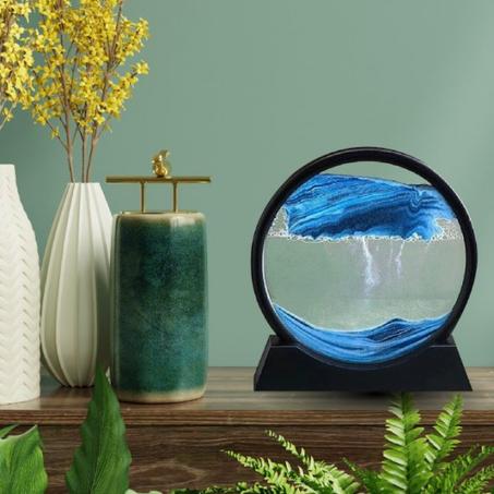 زينة الساعة الرملية المتحركة (زرقاء)