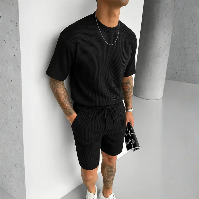 Ensemble T-shirt & Short Rido (Ribbed Style) 👕🩳