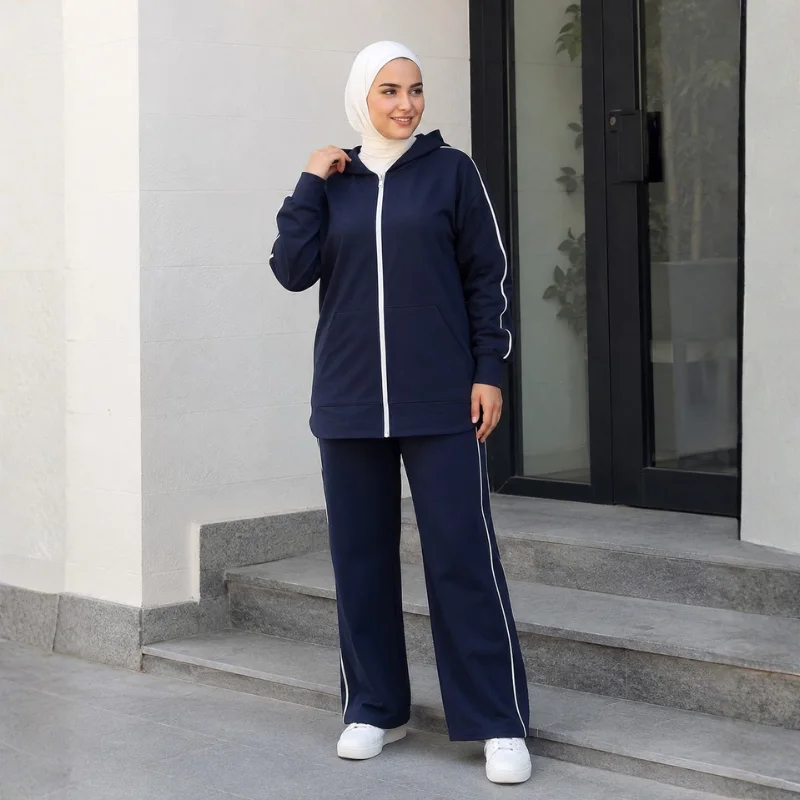 طقم رياضي نسائي أنيق بغطاء رأس