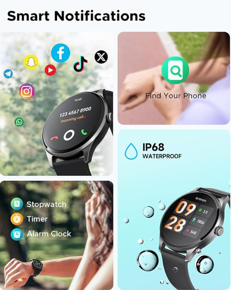 ساعة جي تي 2 ذكية مع مكالمات بلوتوث اشعارات متتبع اللياقة البدنية مع اكثر من 100 وضع رياضي اكسجين الدم معدل ضربات القلب النوم مينا ذاتية الصنع مقاومة للماء IP68 أسود 2 A