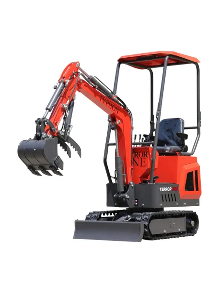 TYPHON TERROR ONE STORM Mini Excavator – 1 Ton Trench Digger with Canopy, Hydraulic Thumb & Oil Cooler (USA)