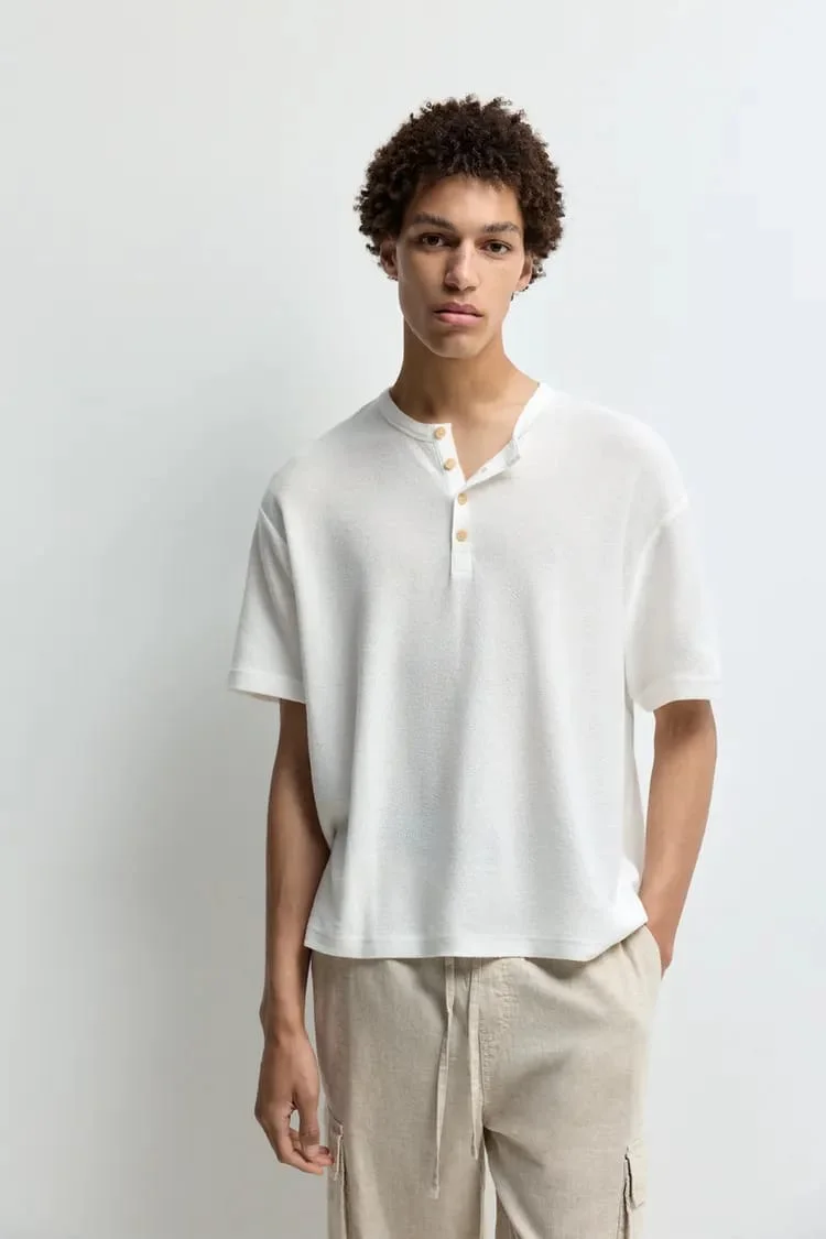 T-SHIRT HENLEY COTELE