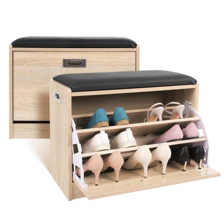 Meuble Chaussures Entrée Rangement Chaussures avec Siège 70x30x50.5cm 3 niveaux