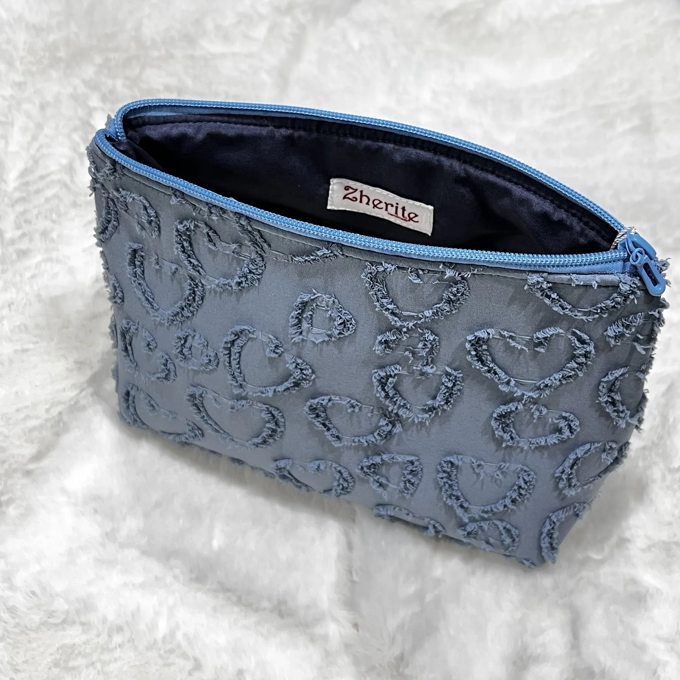 Pochette coeur - bleu