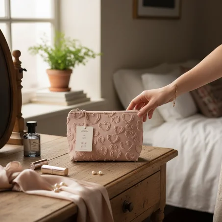 Pochette coeur - rose