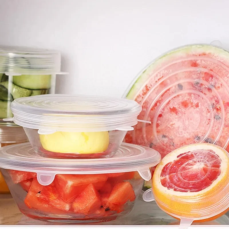 6 Couvercles en Silicone Alimentaire Extensible Réutilisable Durable